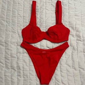 Victoria Secret Ribbed Red Bikini